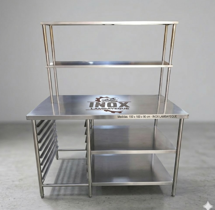 Mesa de panadería para horno rotativo  1.50 metros