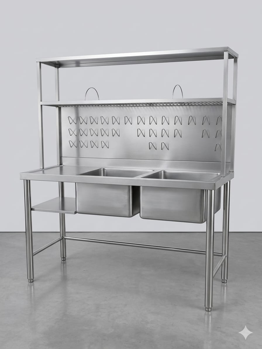 Lavadero de 2 posas + escurridor de plato + vasos