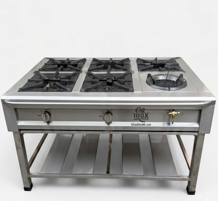 Cocina industrial 5 hornillas + chifero WOK